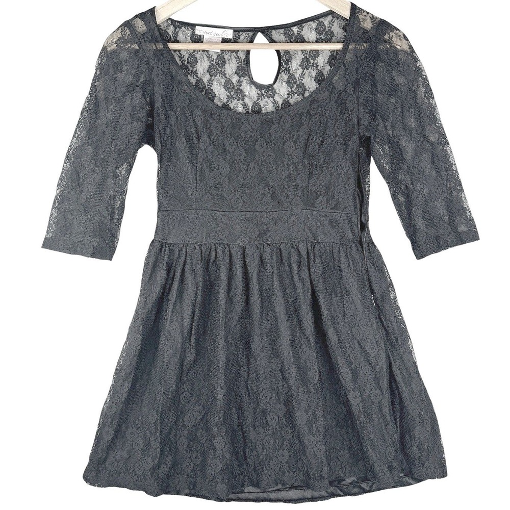 Wet Seal Y2K Babydoll Top Size Small Whimsigoth Fairy Grunge Black Lace Coquette